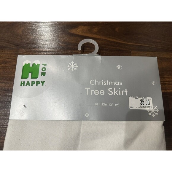 H for Happy Classic Trees Holiday Tree Skirt in White Bed and Bath Beyond NEW - Picture 6 of 9
